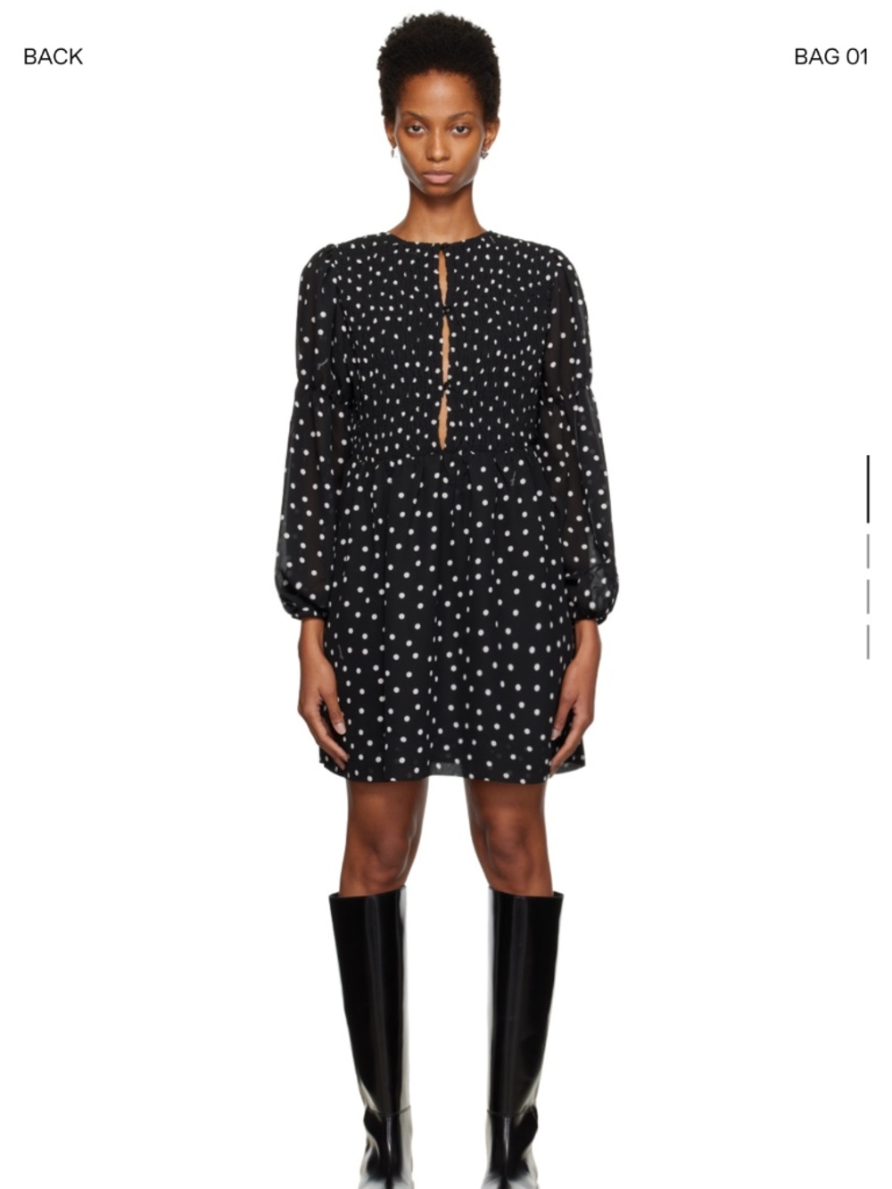 GANNI Black Polka Dot Printed Mini Dress